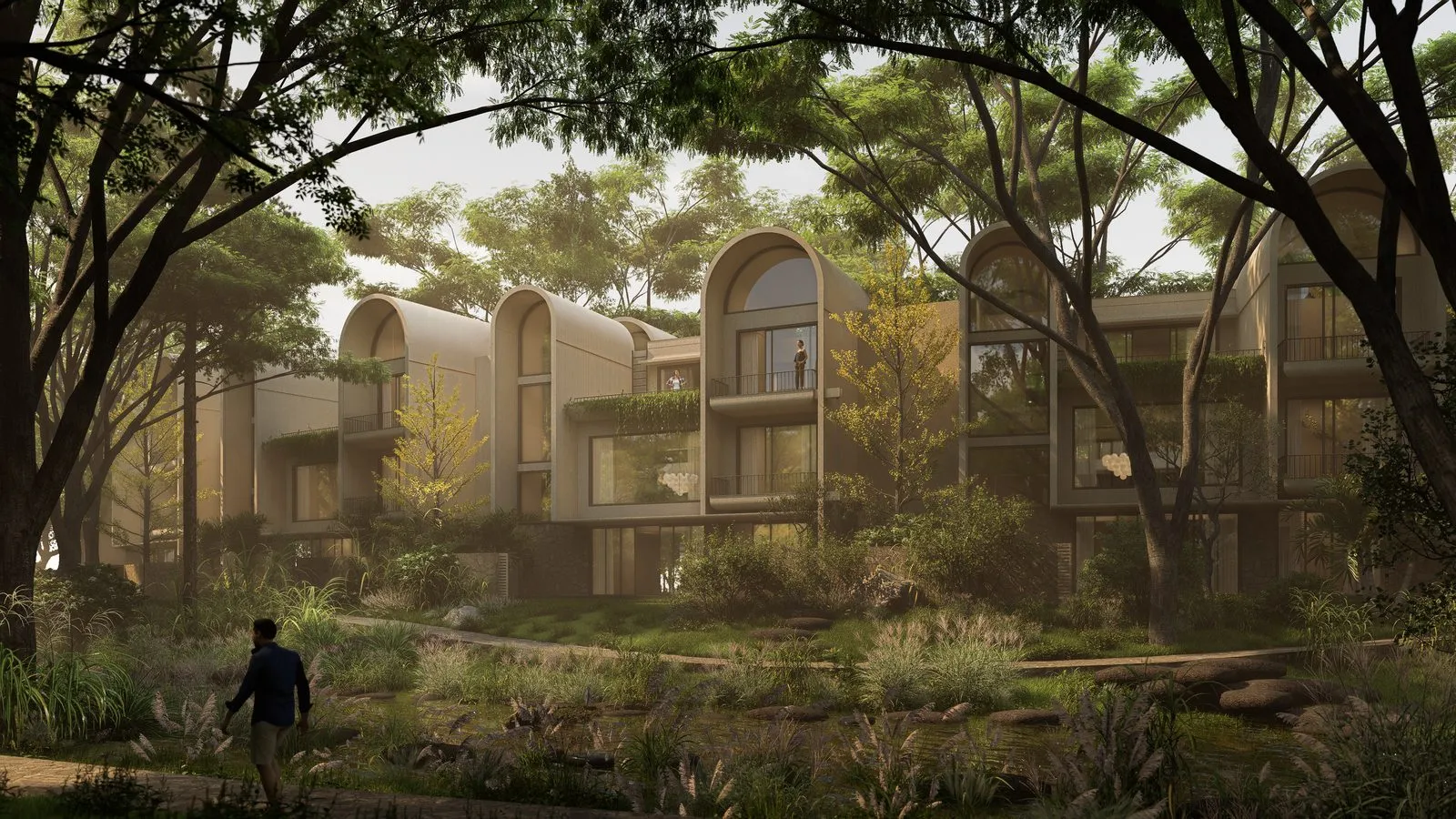 Villas from a meandering pathway