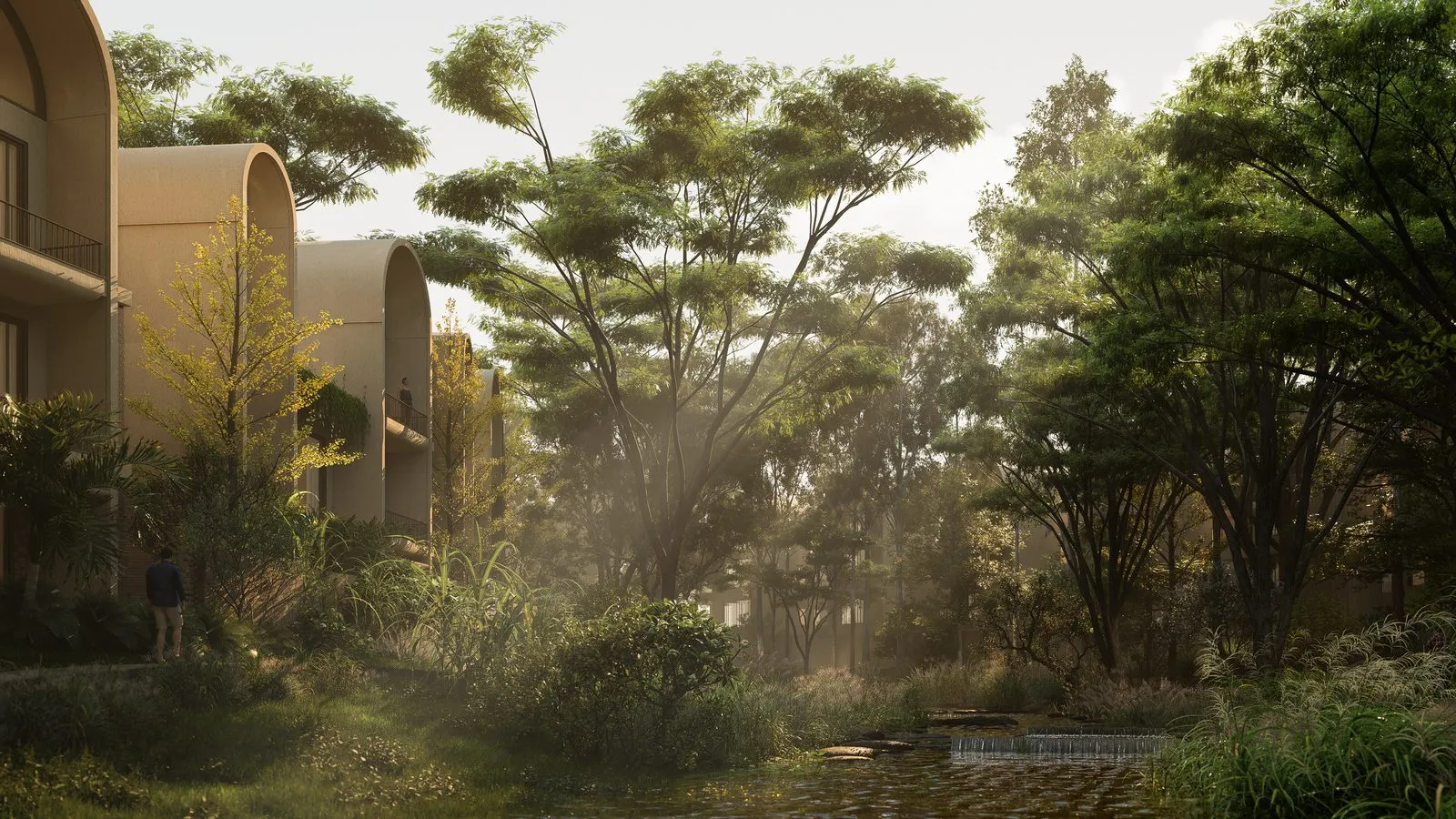 Native tree cover around the villas